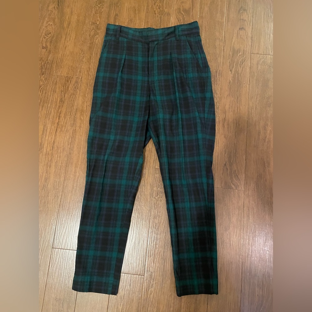 silence + noise Green and Black Plaid Pants